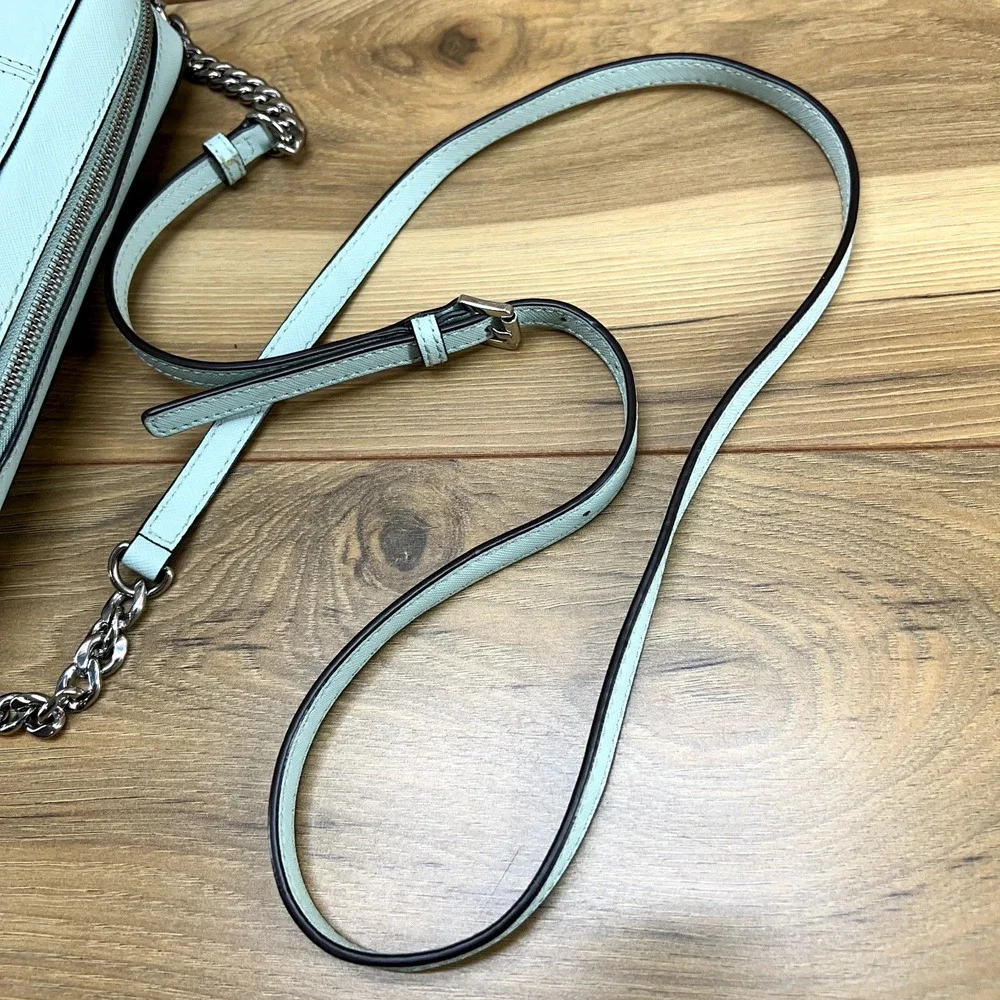 Michael‎ Kors Patchwork Crossbody Zip Chain Robin Egg Blue Saffiano
